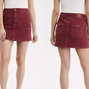American Eagle High-Waisted Corduroy A-Line Skirt Berry Pink Stretch‎